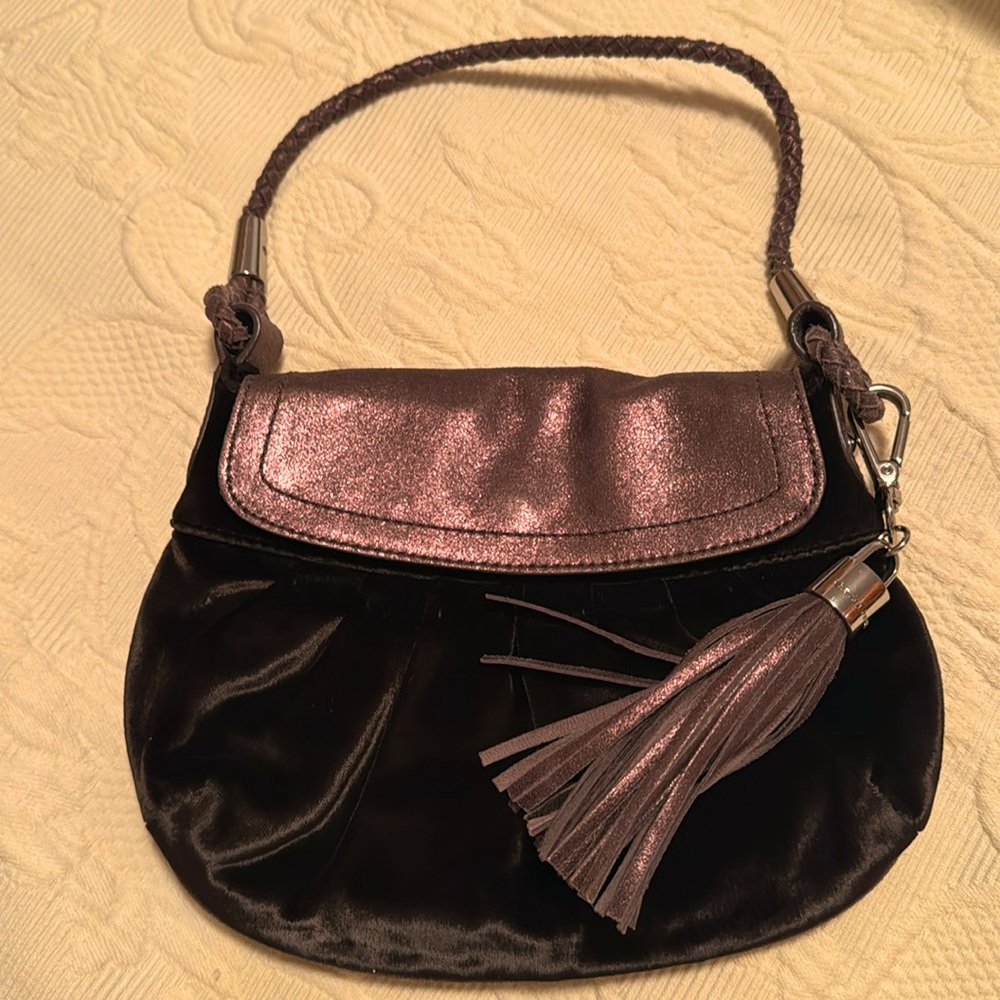 Charles David Brown Velvet Evening Bag with Sparkly Tassle